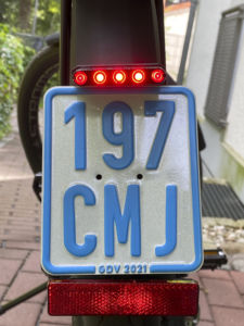 Attachment of the license plate to the S-Pedelec